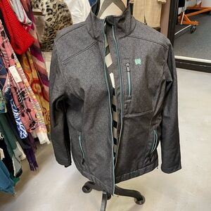 Cinch Charcoal Jacket with Teal Highlights